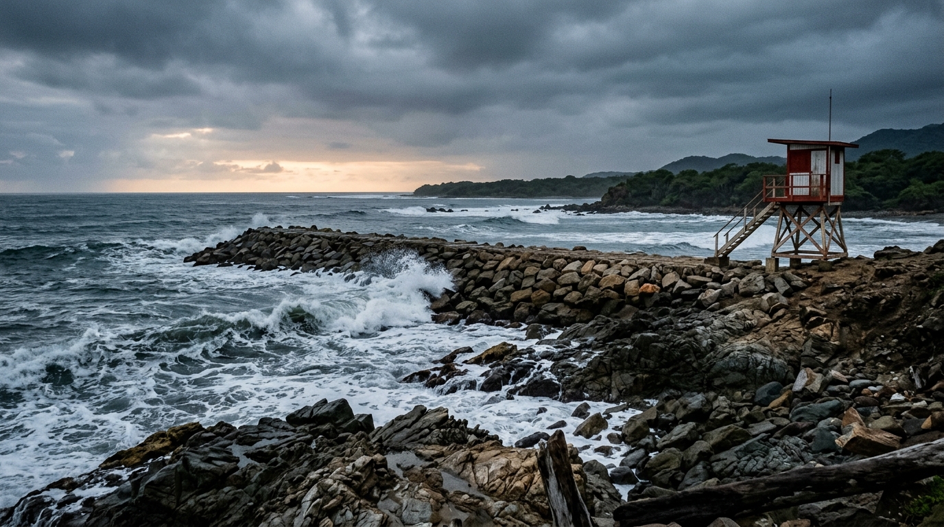 SMN prevé lluvias fuertes y oleaje de 2.5 metros en la costa de Colima